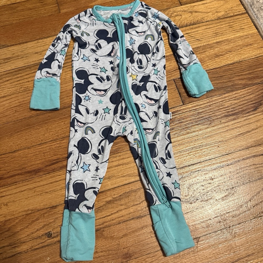 Little Sleepies Mickey Mouse Zippy Infant Sz 0-3 Months